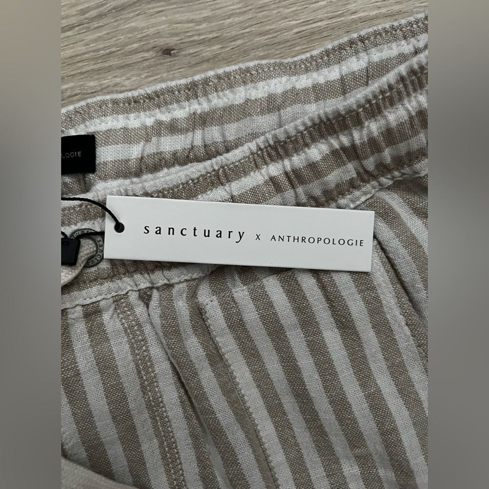 NWT Anthropologie x Sanctuary Women’s Pull On Striped Linen Blend Bottoms - M - Picture 4 of 8